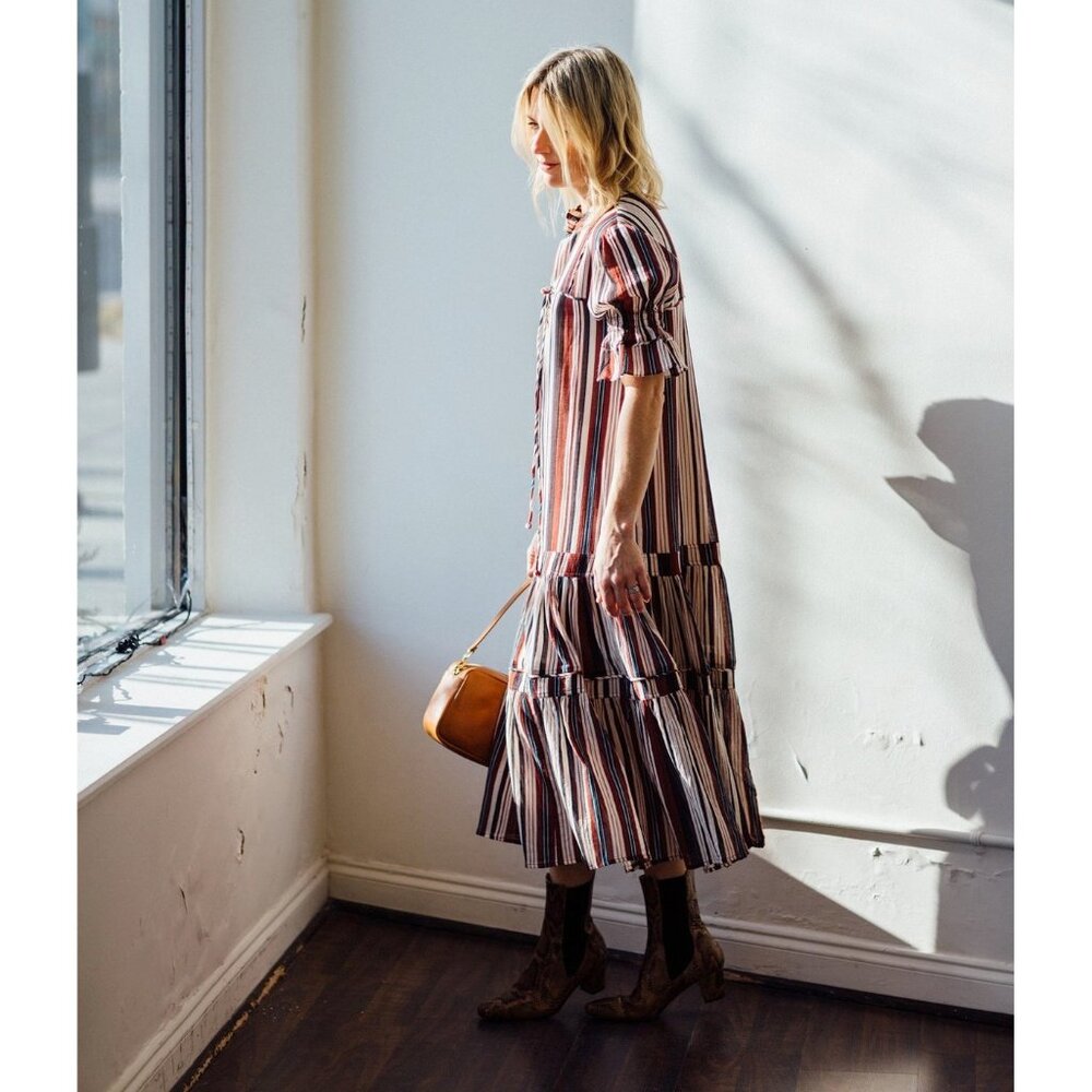 Apiece Apart sienna stripe siesta Los Altos midi dress